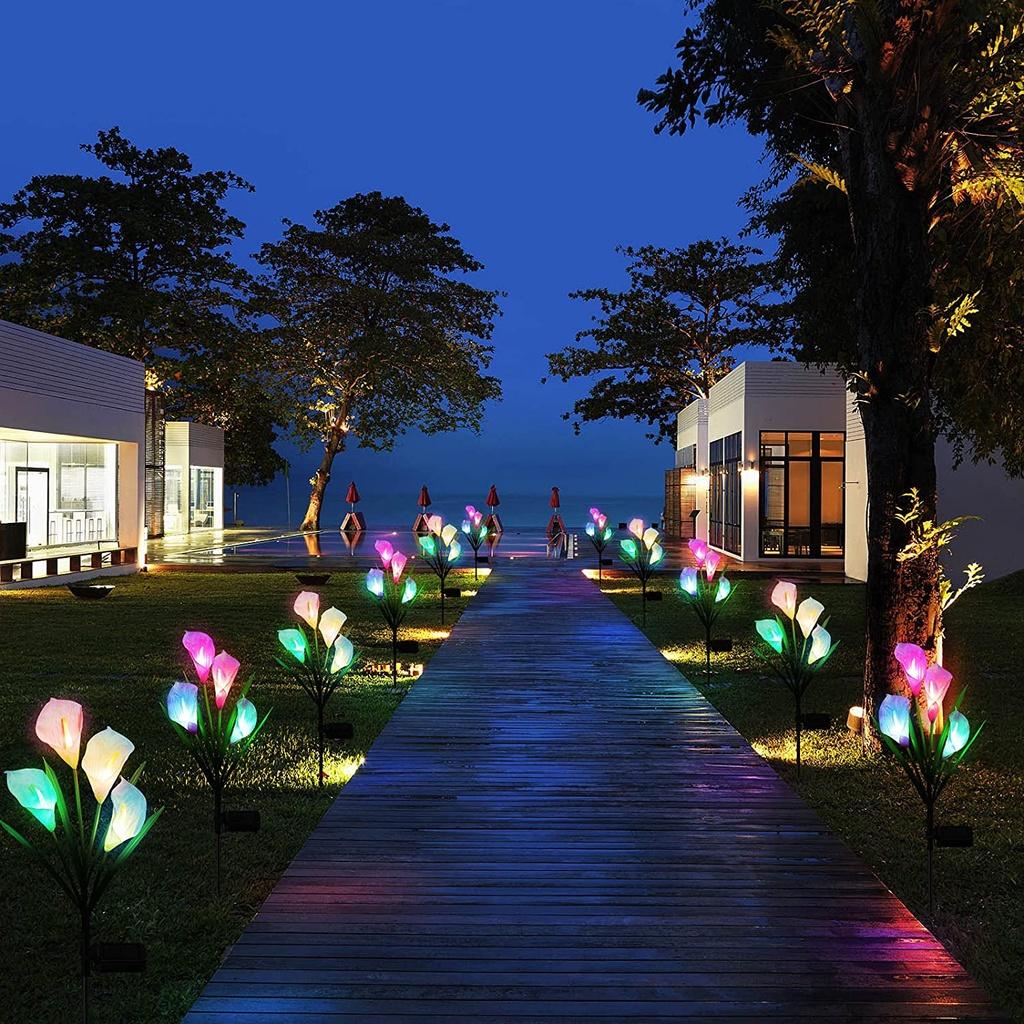 Đèn LED Năng Lượng Mặt Trời Chống Thấm Nước Hình 4 Cành Hoa Calla Trang Trí Sân Vườn Và Sân Vườn