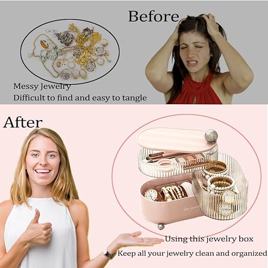 Hộp Đựng Trang Sức, Phụ Kiện 3 Tầng Xoay 360 Độ - Siêu Đẹp, Chắc Chắn, Thời Trang, Tiện Dụng
