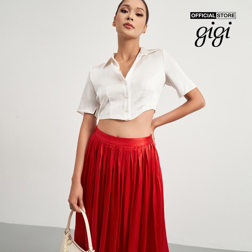 GIGI - Áo sơ mi croptop nữ tay ngắn thời trang G1106T222279