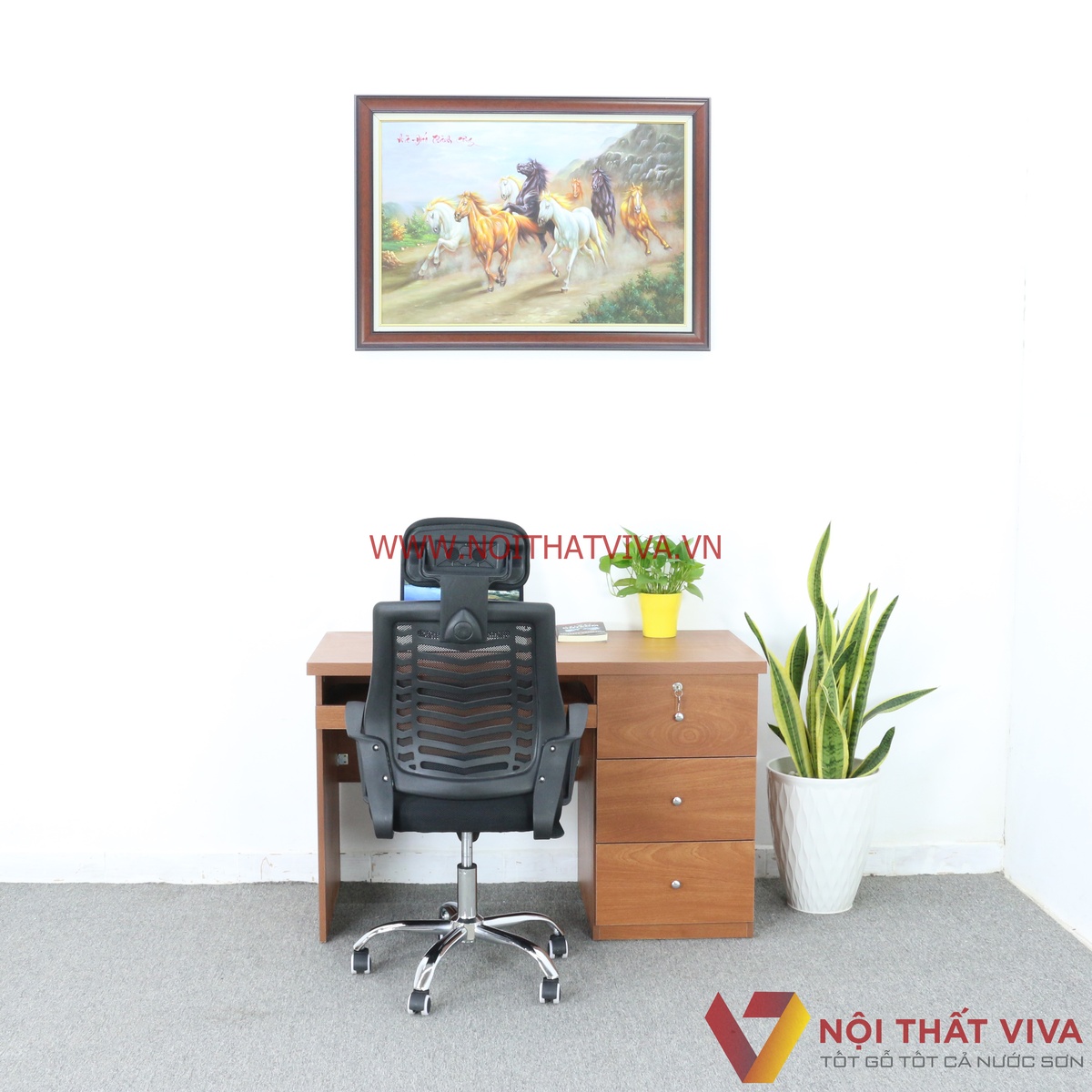 Bàn Làm Việc Gỗ MDF Melamine Màu Xoan Đào Đẹp Giá Rẻ