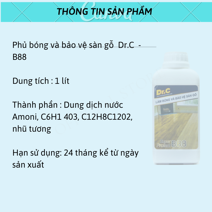 Dung Dịch Phủ Bóng, Phục Hồi Độ Bóng, Tạo Lớp Bảo Vệ Sàn, Chống Trơn Trượt Sàn Gỗ Dr.C CHÍNH HÃNG B88 Super Protect