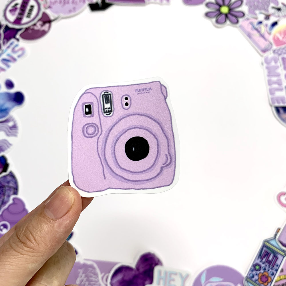 Sticker Tím Pastel Hình Dán Màu Purple Nhạt Decal Trang Trí Chống Nước Chất Lượng Cao