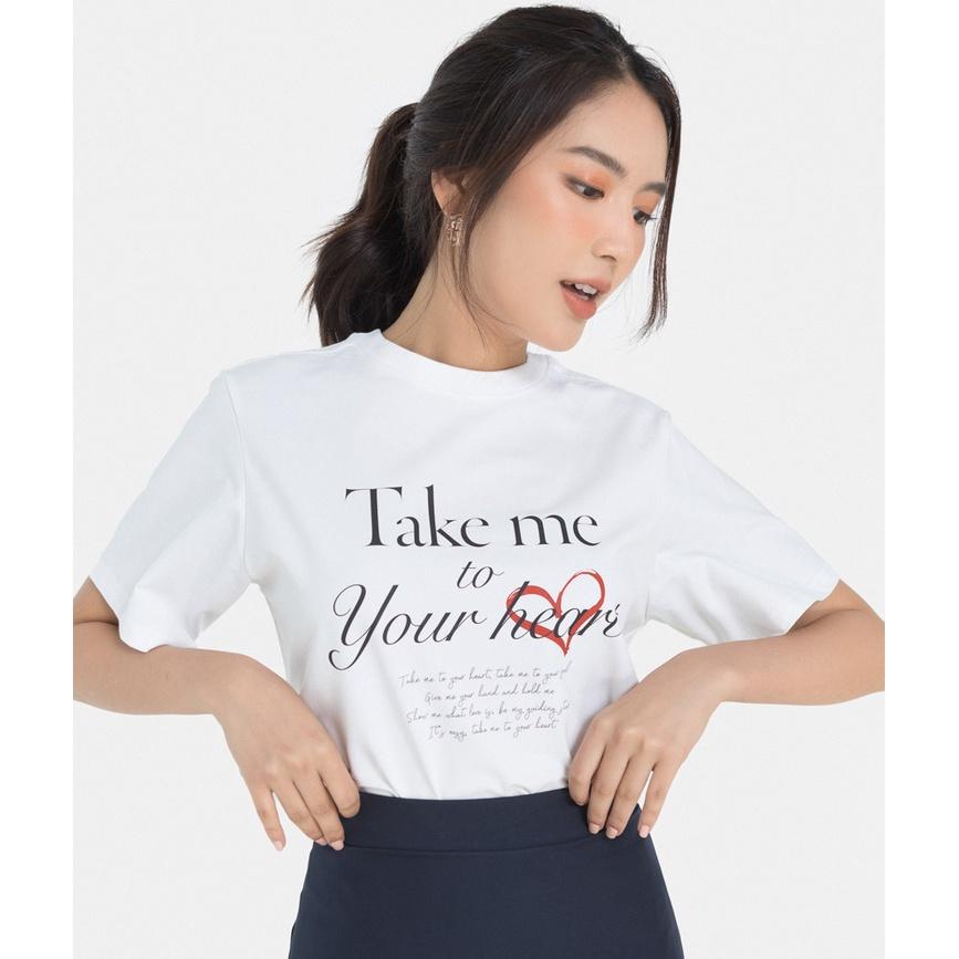 Áo thun nữ thời trang HNOSS form body in chữ "Take to heart" HNATH028