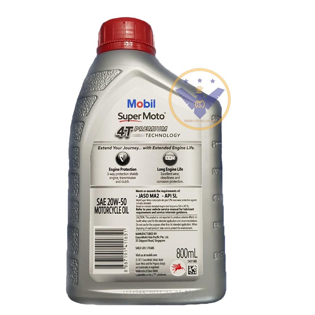 Bộ 2 chai nhớt xe máy Mobil Super Moto 20W50 800ml