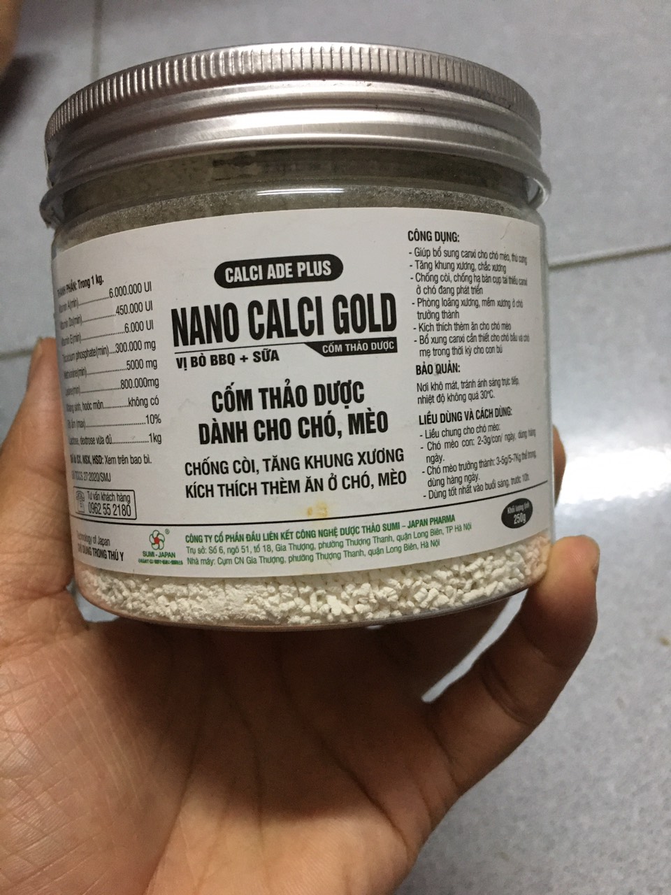 Canxi nano cốm cho chó mèo 250g