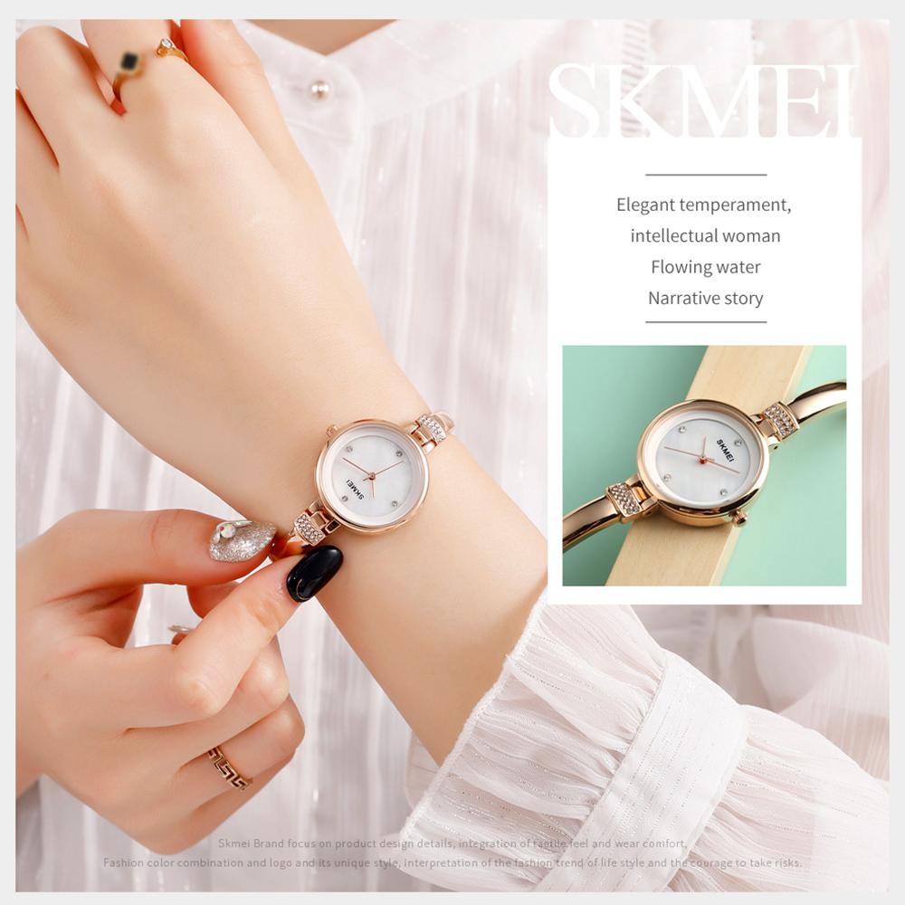  Đồng hồ đeo tay SKMEI 1409 Nữ Quartz đơn giản Dây đeo bằng hợp kim chống thấm nước