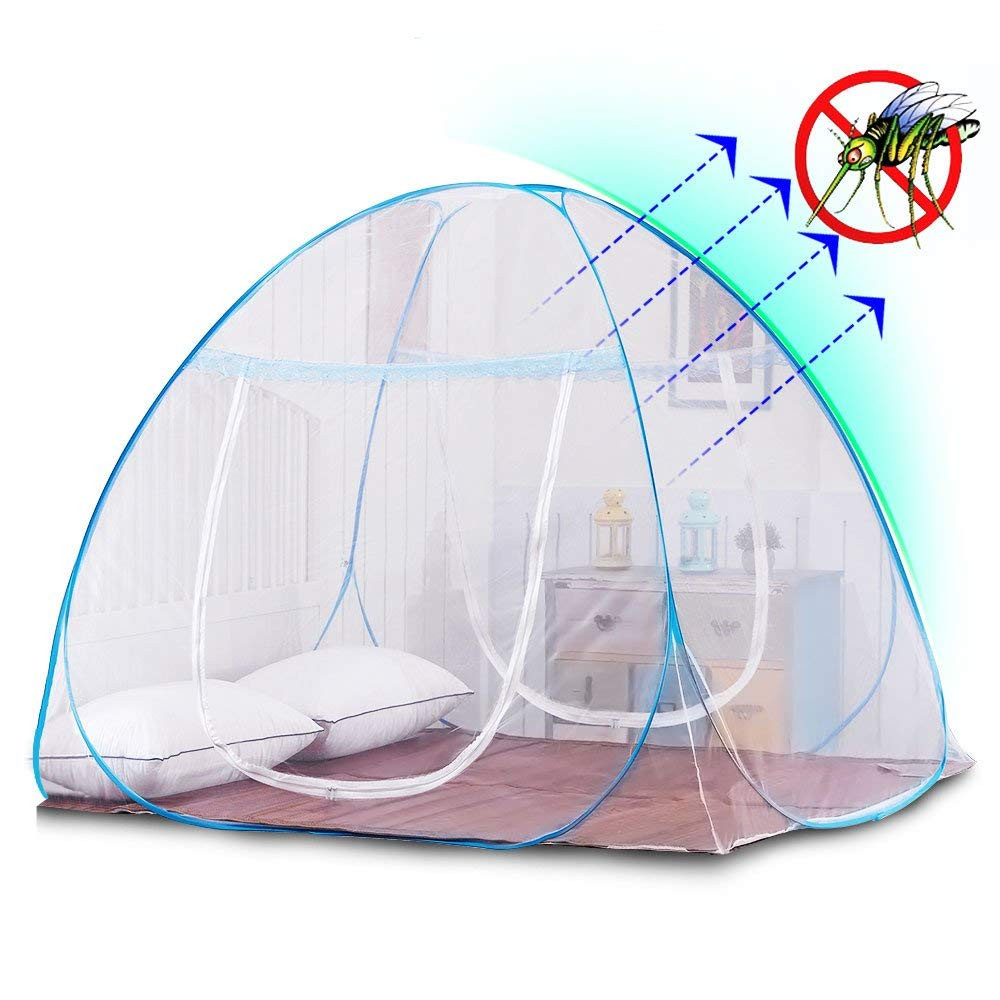 Mùng tự chụp bung cao cấp siêu dày - 1m8 x 2m - Màu xanh da trời