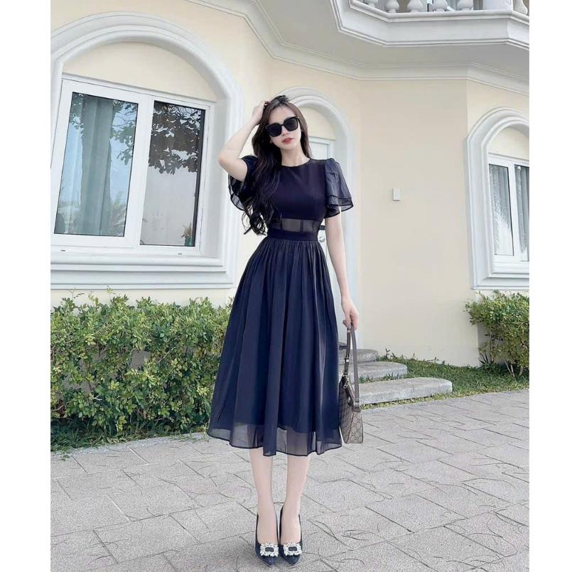 Đầm xoè voan 2 lớp tay cánh tiên siêu xinh