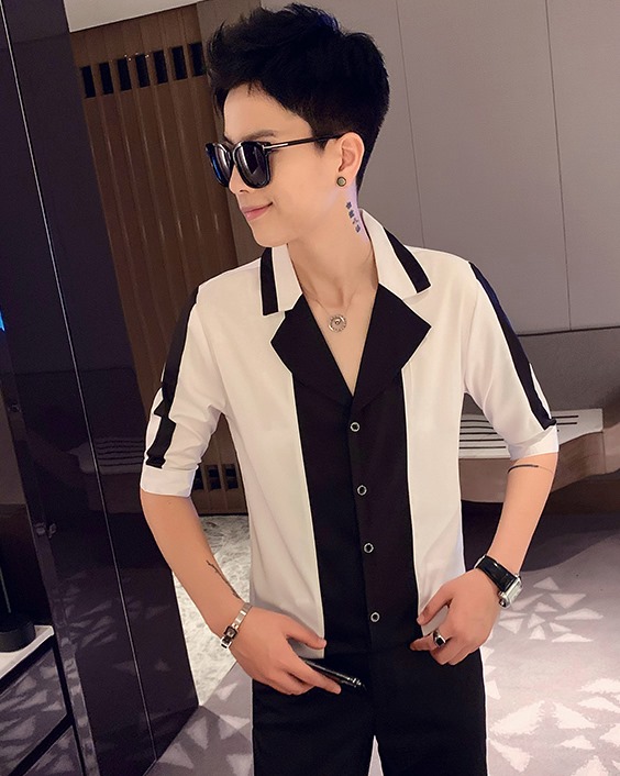 Áo sơ mi, áo sơ mi nam phối màu tay lỡ thời trang phong cách ,hàng thiết kế cao cấp N12
