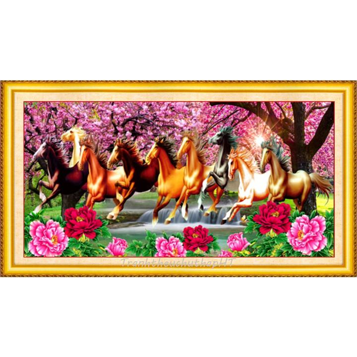 Tranh đính đá - Tranh thêu chữ thập Mã đáo thành công 120*60cm - 150*75cm - tự thêu