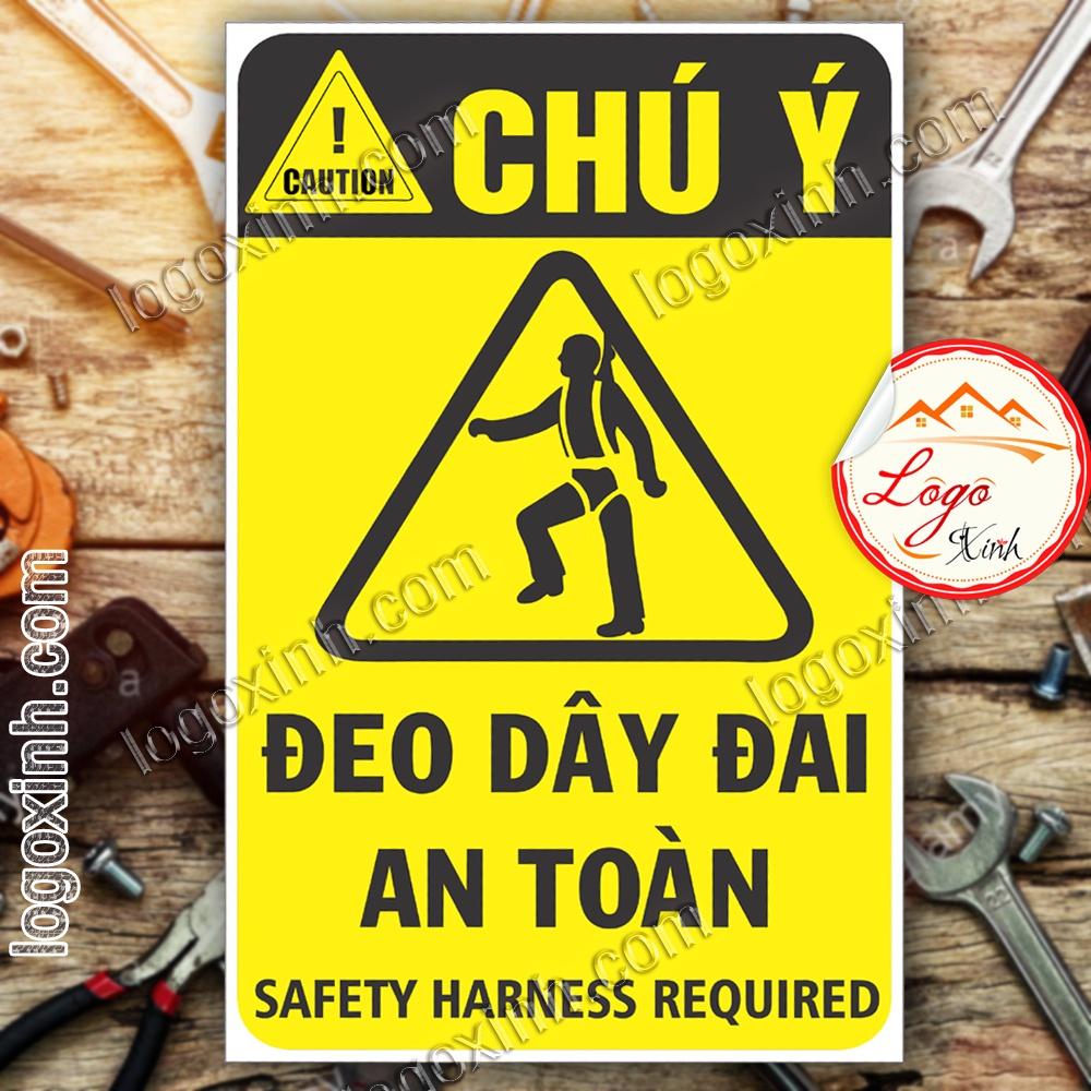 LOGO TEM STICKER BIỂN CẢNH BÁO YÊU CẦU ĐEO DÂY AN TOÀN - SAFETY HARNESS - BIỂN CẢNH BÁO AN TOÀN LAO ĐỘNG
