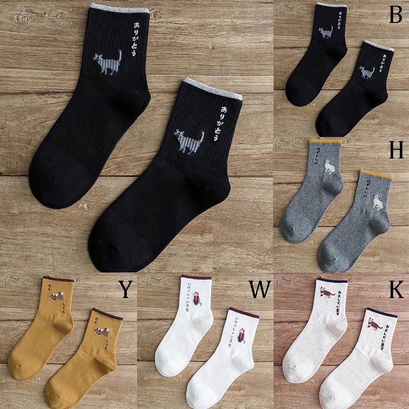 Vớ cổ cao họa tiết hoạt hình cho nữ bằng vải cotton