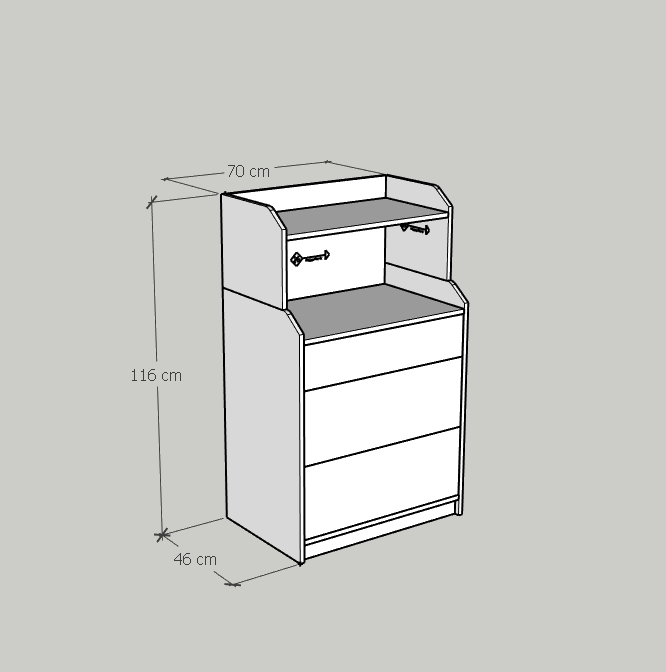 [Happy Home Furniture] CANA,  Tủ 3 ngăn kéo ,  70cm x 46cm x 116cm ( DxRxC), THK_010