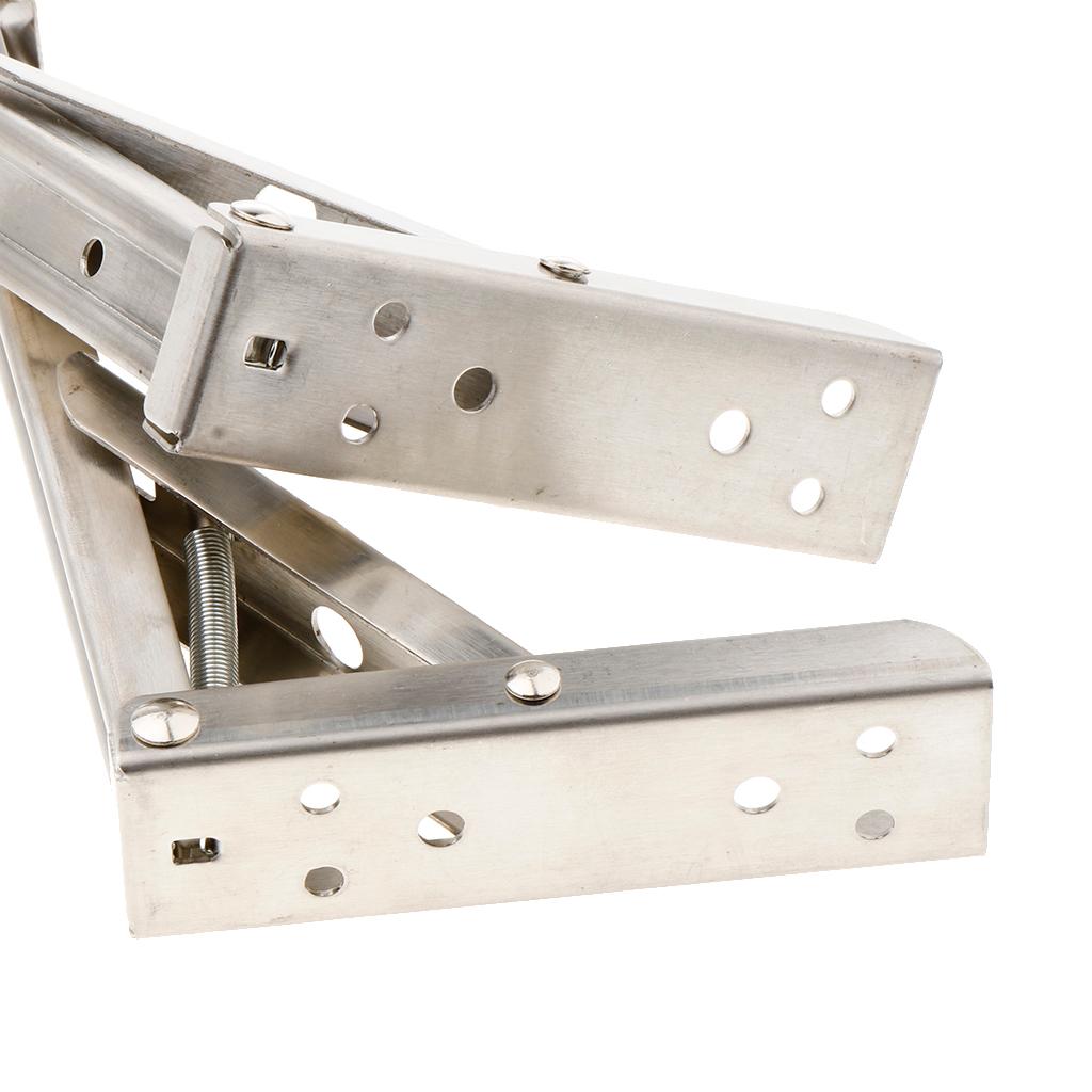 2pcs Folding Shelf Brackets, Stainless Steel Collapsible Shelf Bracket for Table Work Bench, Space Saving DIY Bracket