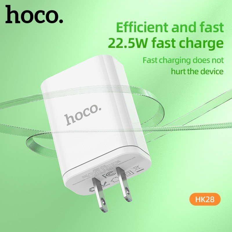 Cốc Sạc Nhanh Hoco. Dành Cho HK28 22.5W QC3.0 Chuẩn PD/PPS Cổng USB Hàng Chính Hãng