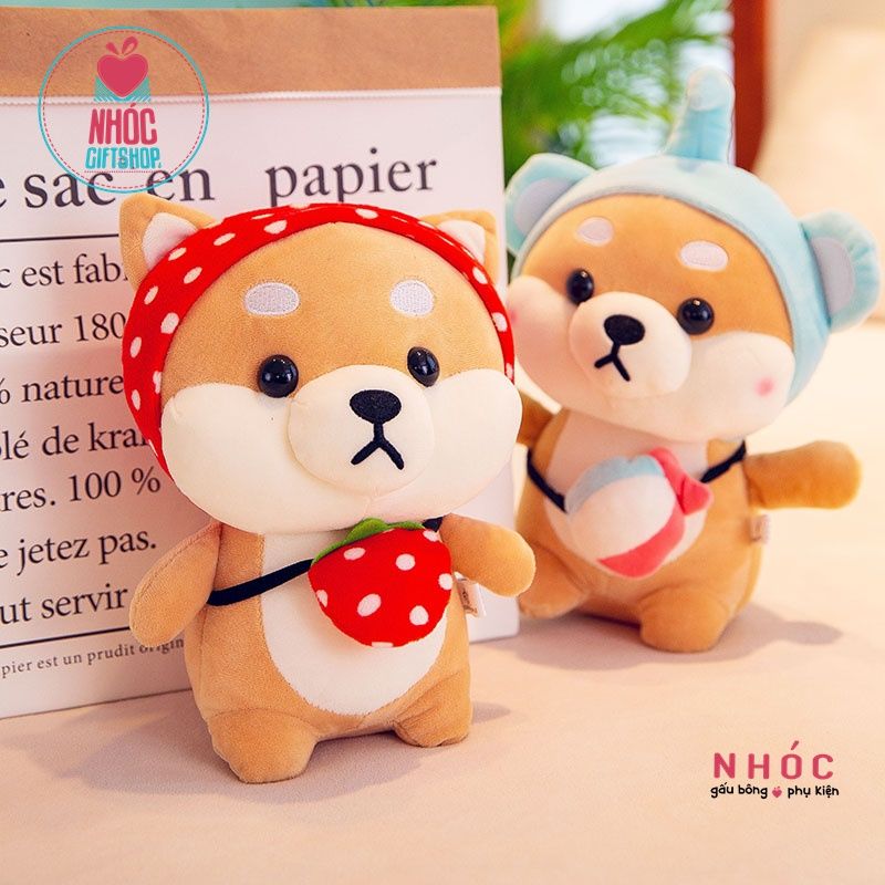 Gấu Bông Hoạt Hình Chó Shiba Cosplay Đội Nón Thú Lông Mịn Bông Mềm Hàng Cao Cấp Đồ Chơi Cho Bé An Toàn Dễ Thương Size 20