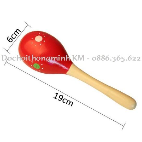 Lục lạc gỗ đầu tròn cho bé size 19cm (Nhiều mẫu màu sinh động)