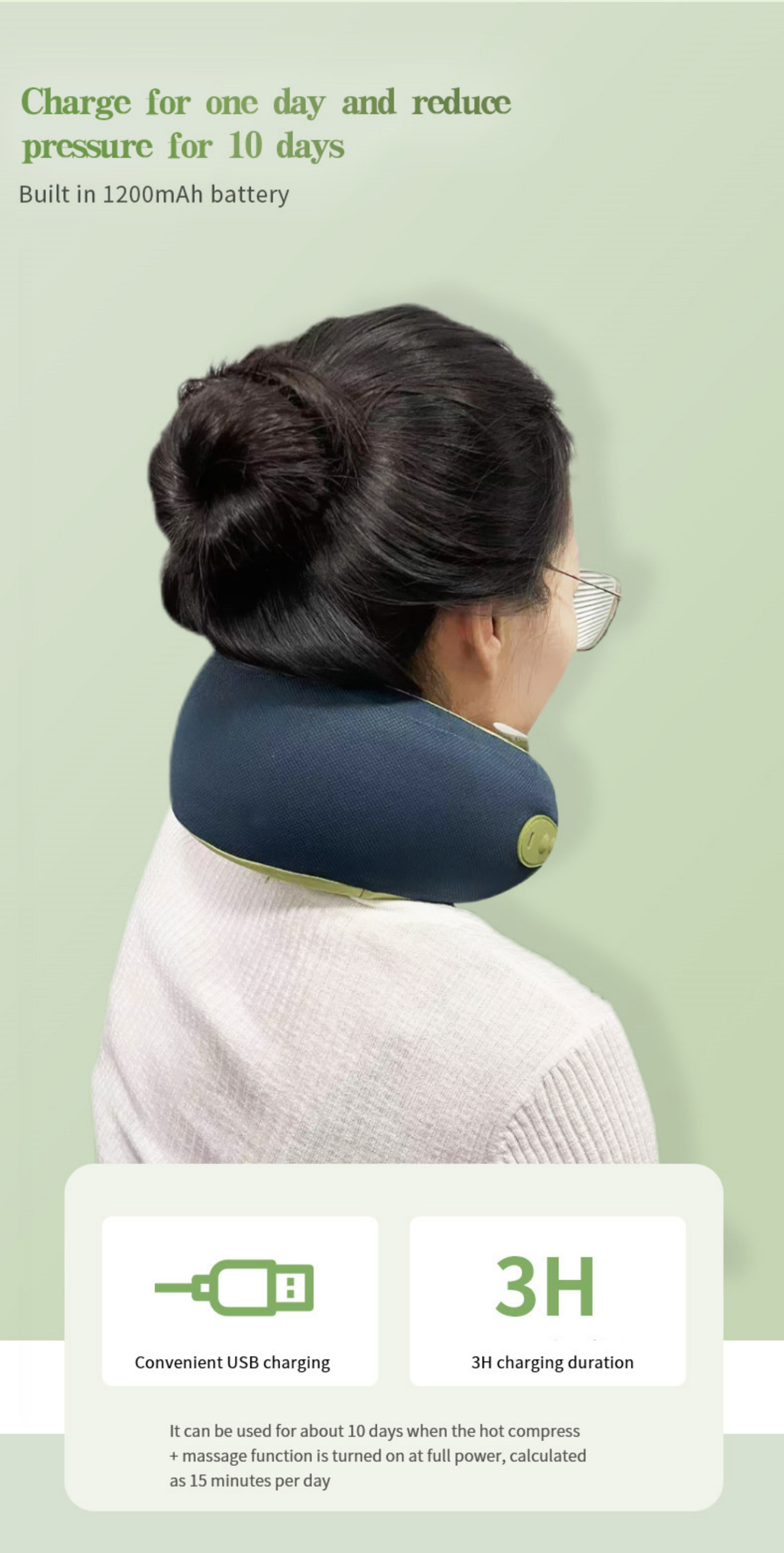 Gối Massage Cổ Vai Gáy SEVEN COOL New U-shaped Neck Massager Electric Home Car