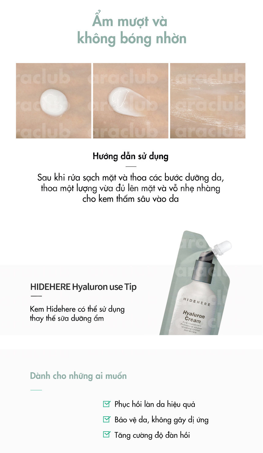 Kem dưỡng ngăn ngừa lão hóa và làm sáng da Hidehere Hyaluron Cream 25ml