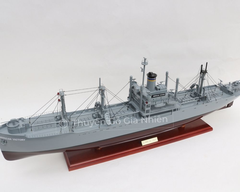Mô Hình Thuyền Gỗ Phong Thủy Dạng Thuyền Chiến SS American Victory Chính Hãng Hàng Xuất Khẩu Chất Lượng Cao