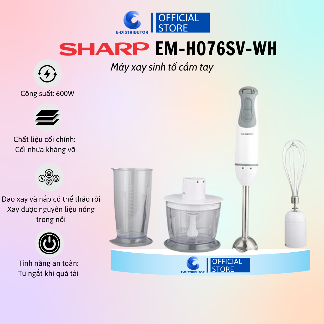 Máy Xay Cầm Tay Sharp EM-H076SV-WH Hàng Chính Hãng
