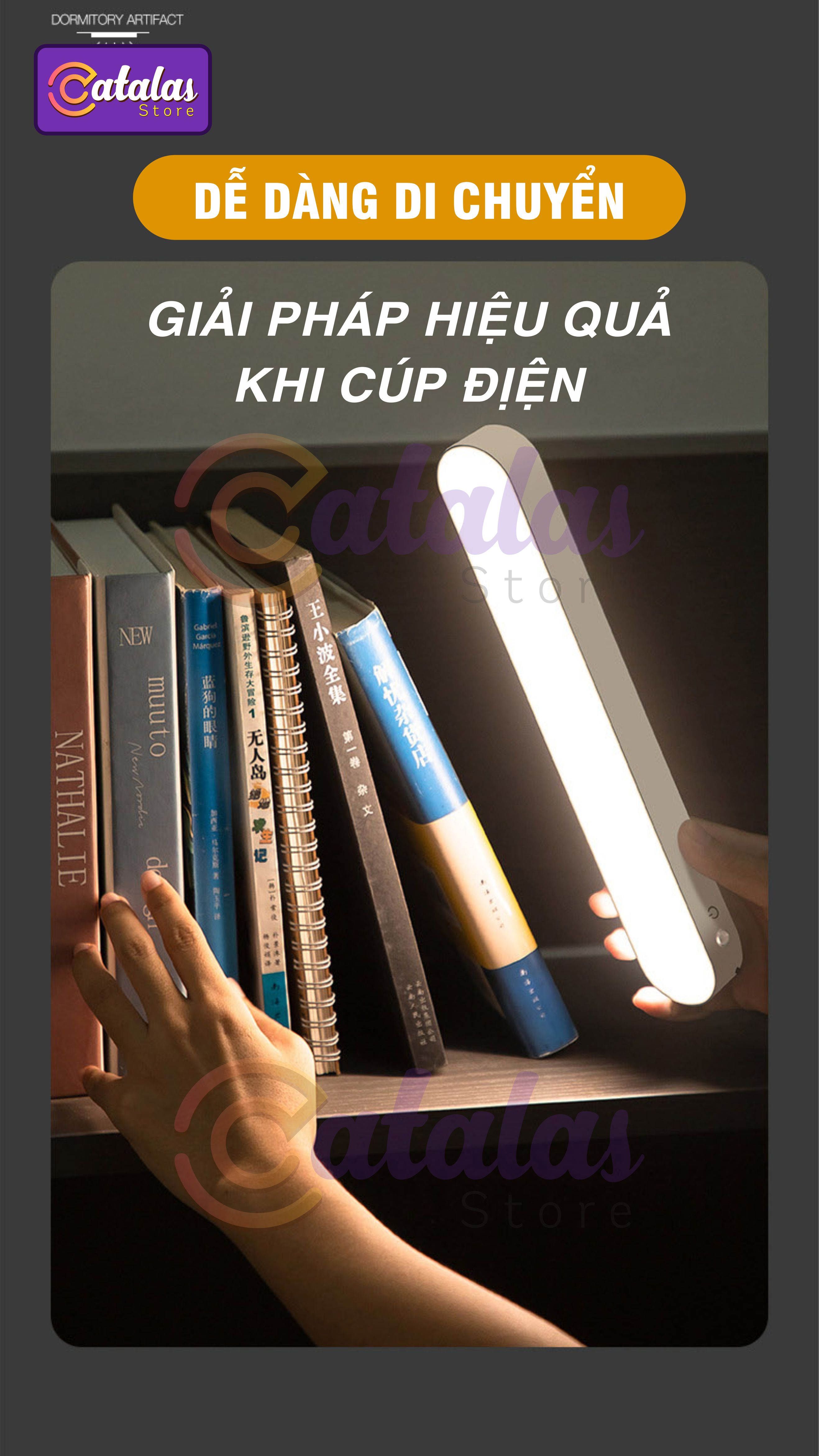 Đèn bàn học, đèn đọc sách KD26, đèn làm việc, Đèn dán tường, chống cận thị, ba chế độ sáng bảo vệ mắt, có pin sạc USB, Dài 26cm