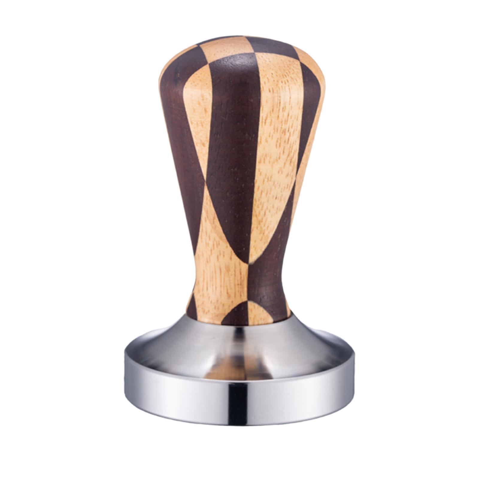Espresso Coffee Tamper Solid Wood Handle Flat Base for Espresso Maker Barista Tools