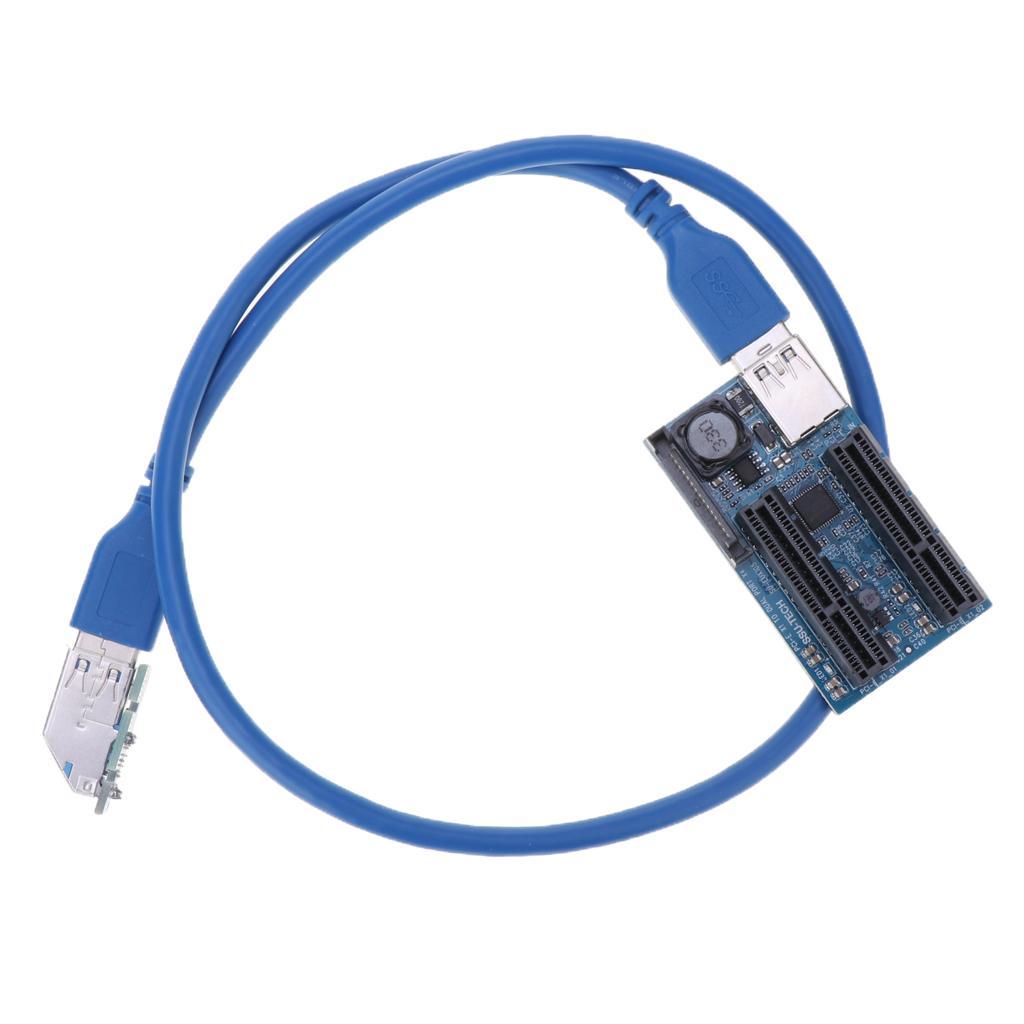 Express PCI-E 1x To Dual 4x Extender Riser Card Adapter USB 3.0 Cable