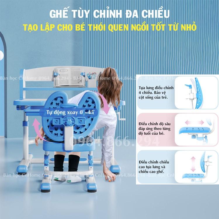 Bàn học cho bé chống gù chống cận thông minh A8 TẶNG ĐÈN HỌC, ĐỆM NGỒI, CHỐNG CẰM VÀ KẸP GIỮ SÁCH