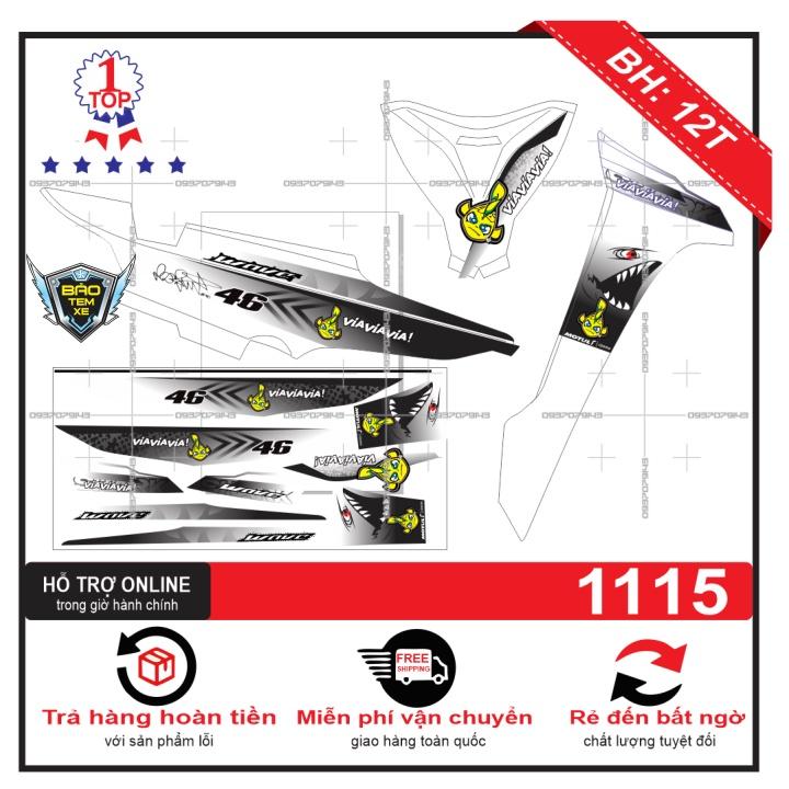 Tem rời dán xe wave 2017 cá mập dán xe trắng - Bi Decal