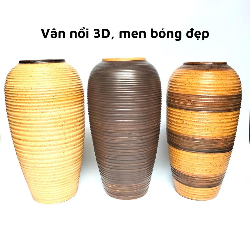 Bình hoa gốm sứ cao trên 30cm Dáng Vò cao, lọ gốm sứ Bát Tràng, phong cách mộc mạc dùng cắm sen, các loại hoa dáng cao