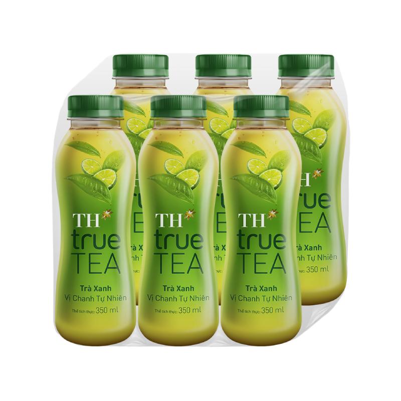 Lốc Trà xanh vị chanh tự nhiên TH true TEA 350ml x 6 chai