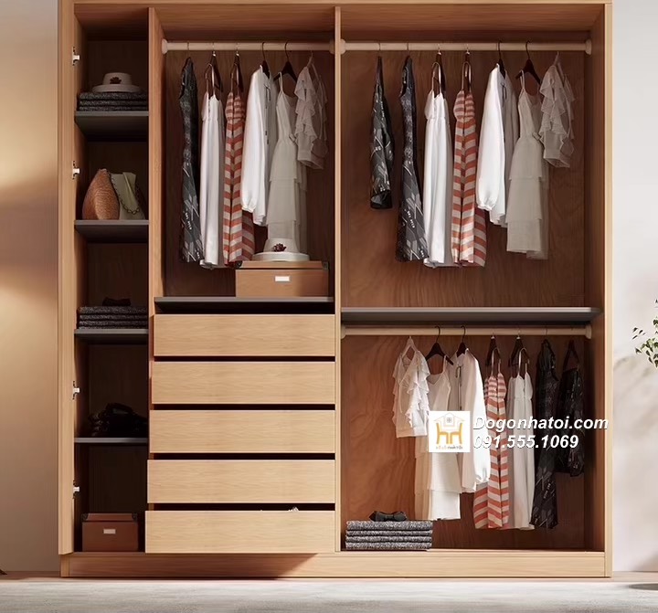 Tủ quần áo cửa lùa gỗ mdf đẹp 2m x 1m8 - TA201