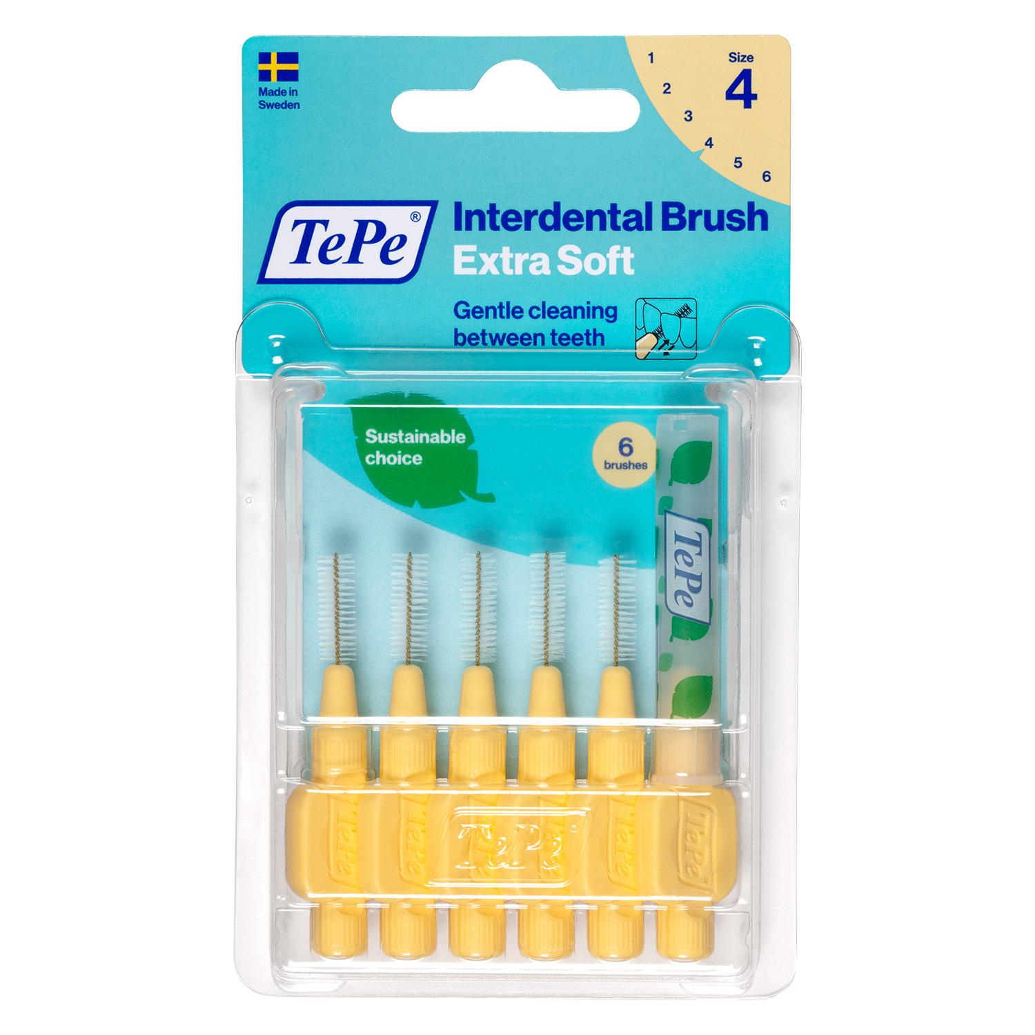 Bộ 6 cây tăm chải kẽ răng siêu mềm và 1 nắp Tepe Extra Soft Interdental Brushes (dạng vỉ