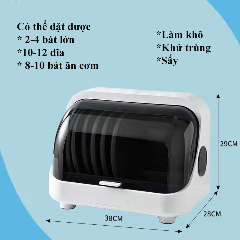 Máy Sấy Bát Đĩa Khử Khuẩn 99% Bằng Tia UV chứa đc 7 bộ đồ ăn