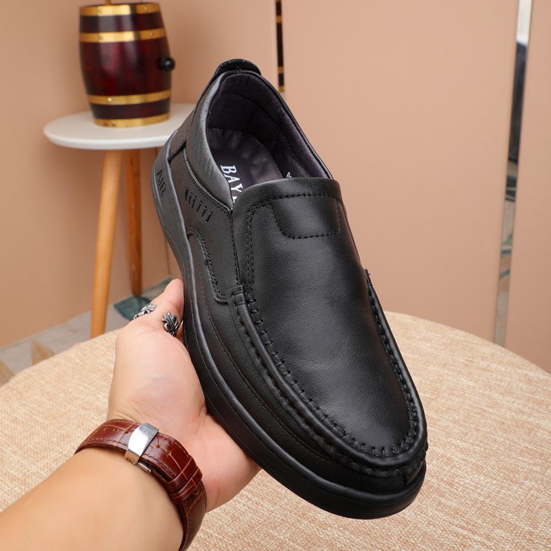 Giày tây lười công sở, giày xỏ da bò cỡ lớn Eu:45-46 cho nam cao to chân ú bè. Big size lazy-driving-boat-slipper-loafer shoes - GT202