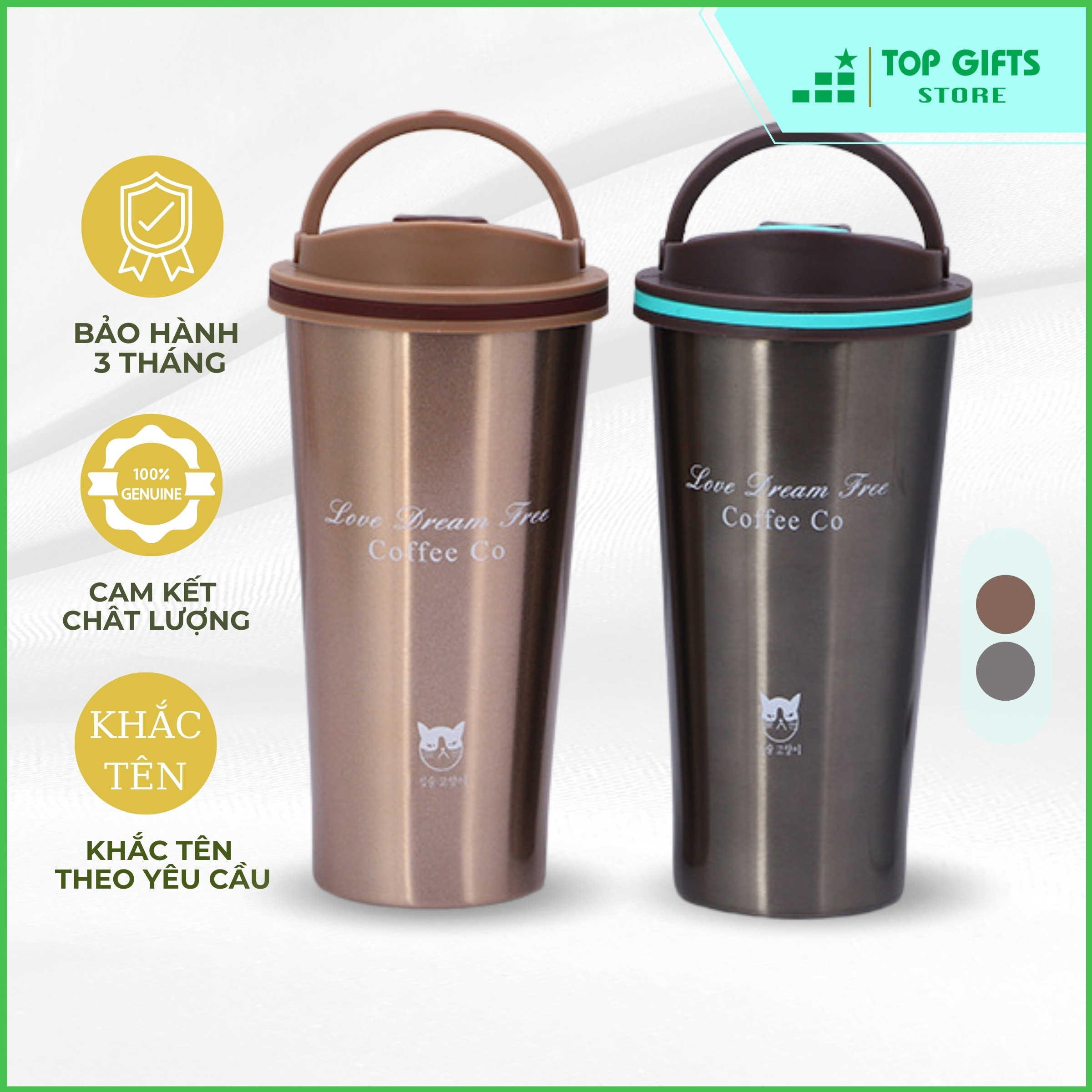 Cốc giữ nhiệt COFFEE CO VACUUM CUP 500ml Ly giữ nhiệt đựng cafe Inox cao cấp SUS 304 nắp có quay, chóng trà