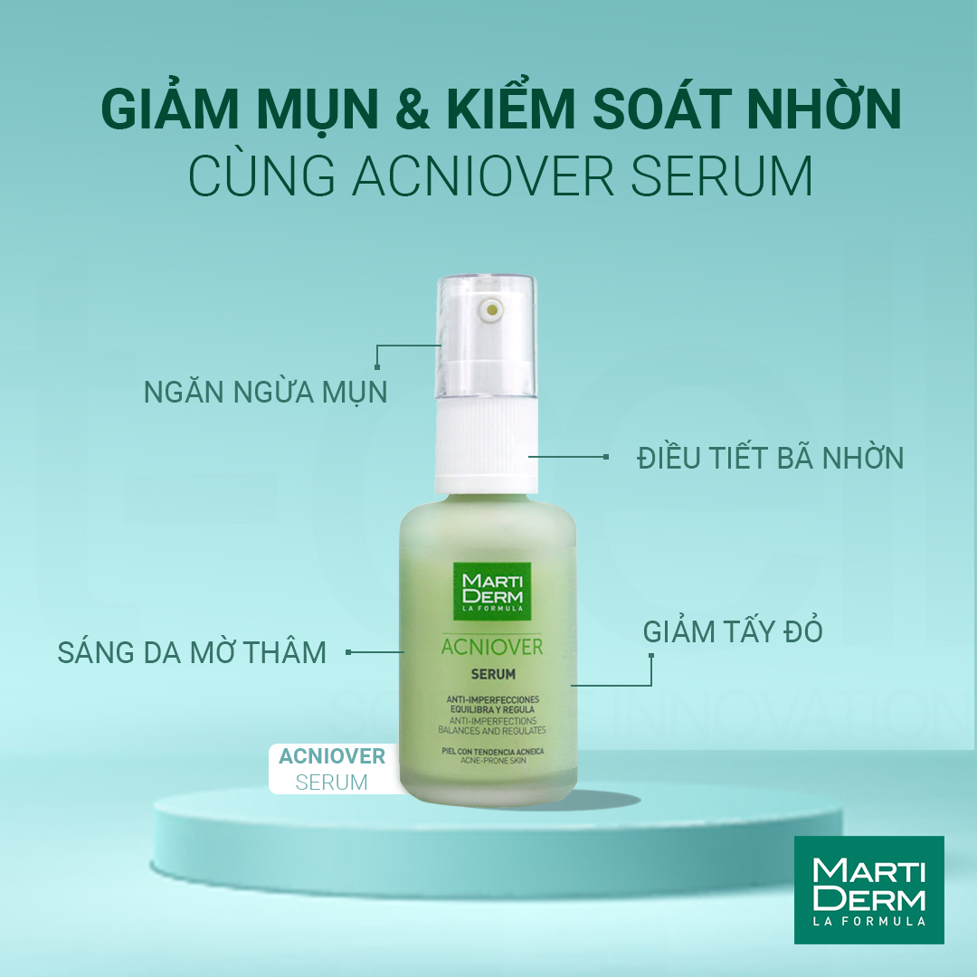 Tinh chất giảm mụn &amp; kiểm soát nhờn - MartiDerm Acniover Serum (30ml)