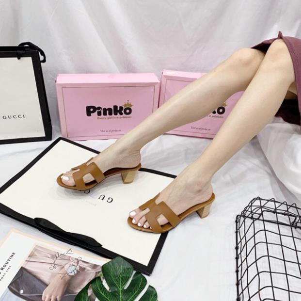 Guốc quai H gót gỗ 6p cao cấp