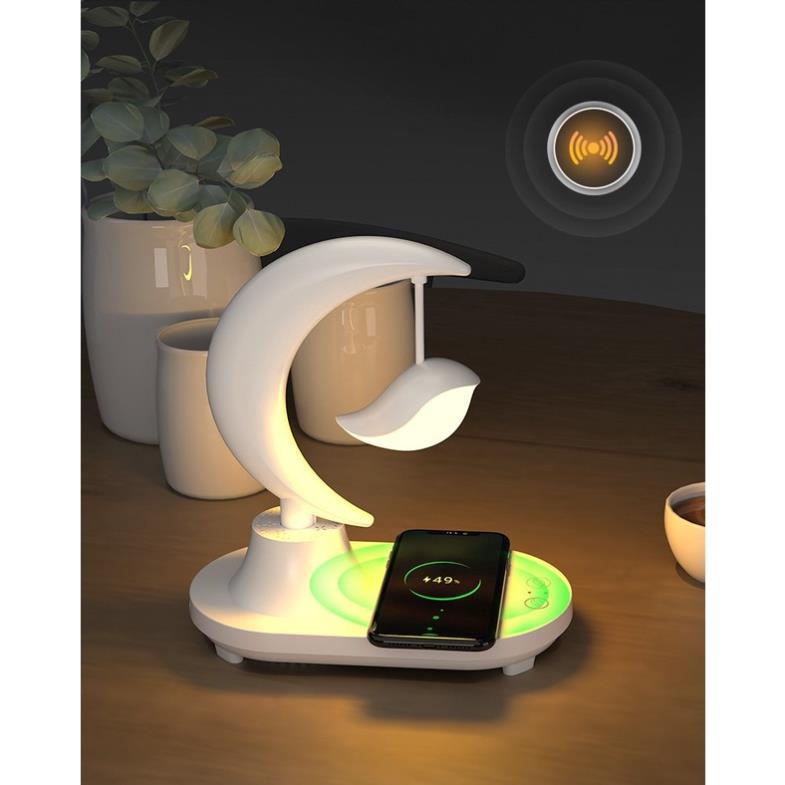 Đèn trang trí phòng ngủ dễ thương DL01 pin sạc kết hợp loa bluetooth và Đế sạc không dây cho điện thoại