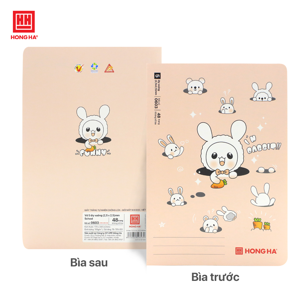 Vở 5 ô ly 48 trang Hồng Hà School Funny định lượng 100gsm - 0603