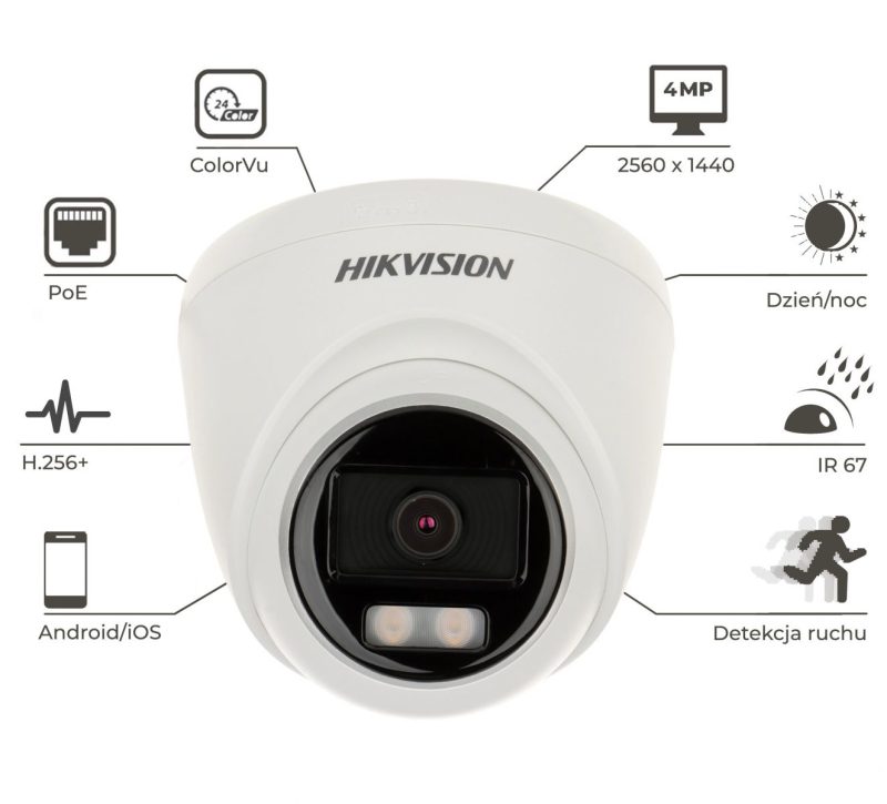 Camera IP Dome Hikvision DS-2CD1347G0-LUF 4MP dòng ColorVu có màu và mic thu âm - hàng chính hãng