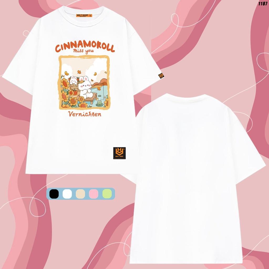 Áo cặp áo đôi áo thun tay lỡ unisex in hình Thỏ Cinnamoroll dễ thương