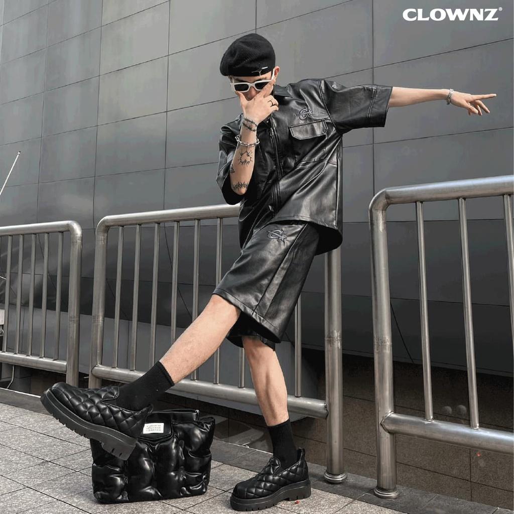Set áo khoác da C-star Black Leather, da tổng hợp unisex nam nữ form rộng