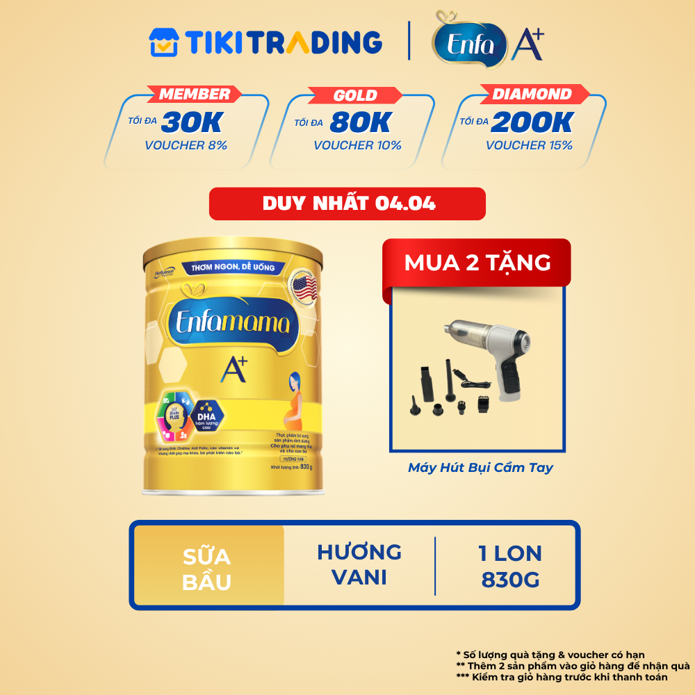 Sữa Bột Enfamama 360 Brain Plus Cho Mẹ Mang Thai Và Cho Con Bú - Vanilla - 830g