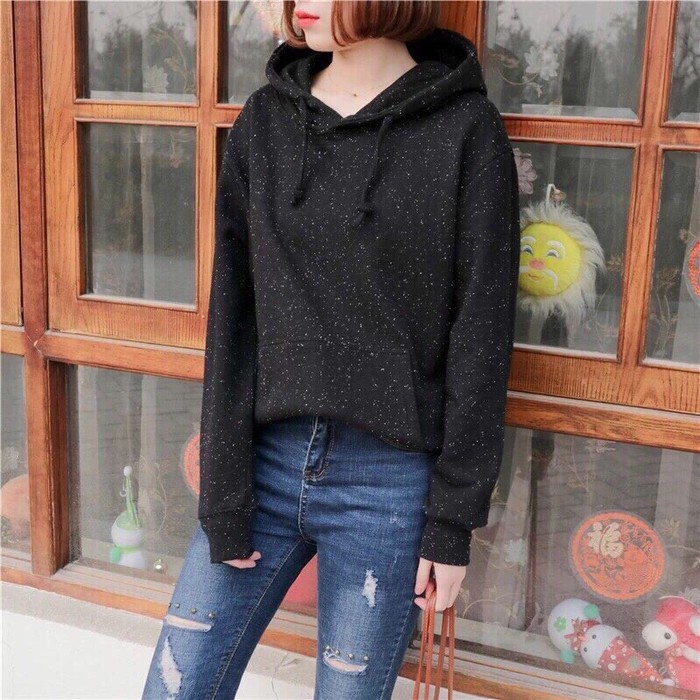Áo hoodie thun nữ form rộng A337 - One size &lt; 60KG