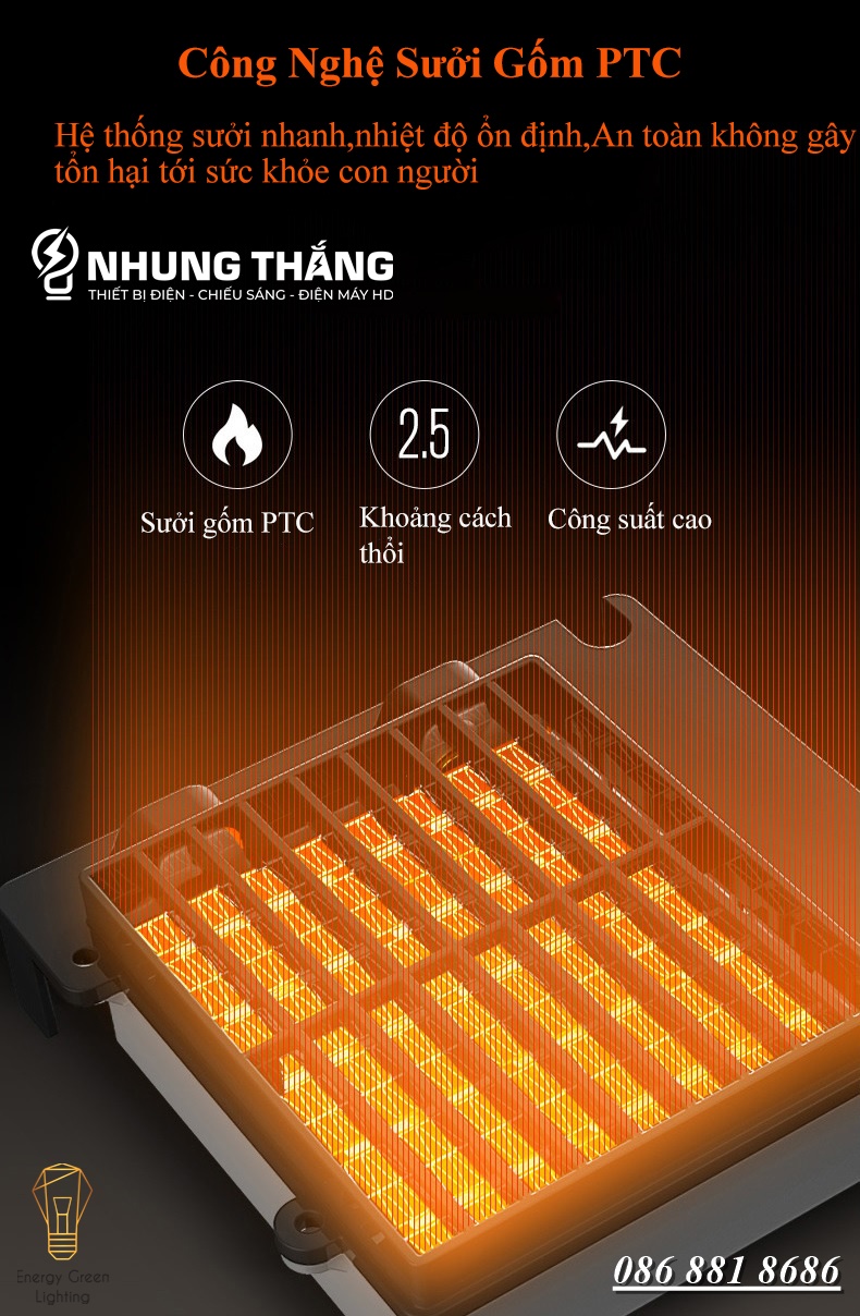 Máy Sưởi Cây NSB-200 Quạt Sưởi Để Bàn - Công Nghệ Sưởi Gốm PTC - Làm Nóng Nhanh - Có Điều Khiển Từ Xa - Xoay 90 Độ - Có Video