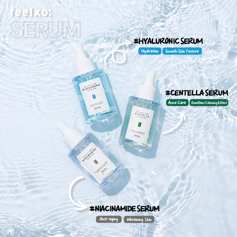 Serum hỗ trợ giảm mụn, dưỡng trắng da Feelxo Hyaluronic Acid 5D Glacier Kèm B5