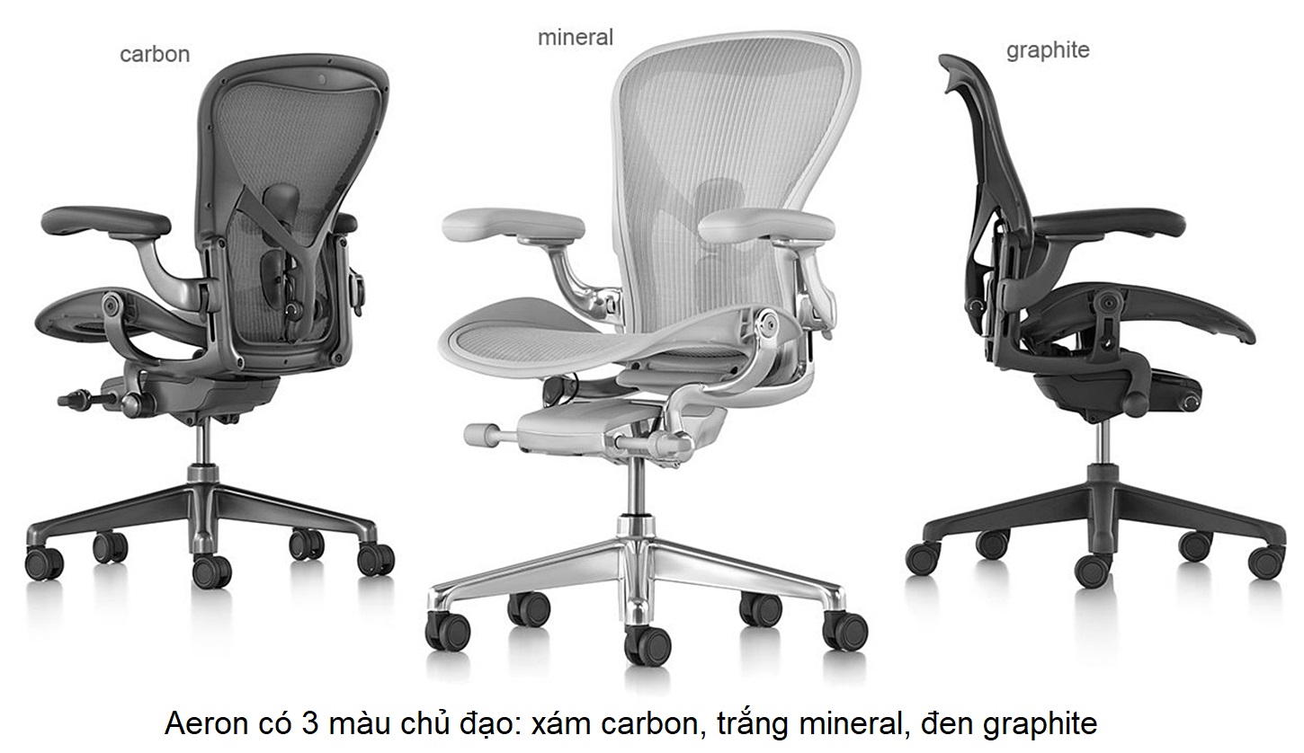 GHẾ AERON CỦA HERMAN MILLER, GHẾ CÔNG THÁI HỌC, GHẾ VĂN PHÒNG, BẢN MÀU ĐEN- KHUNG NHỰA.