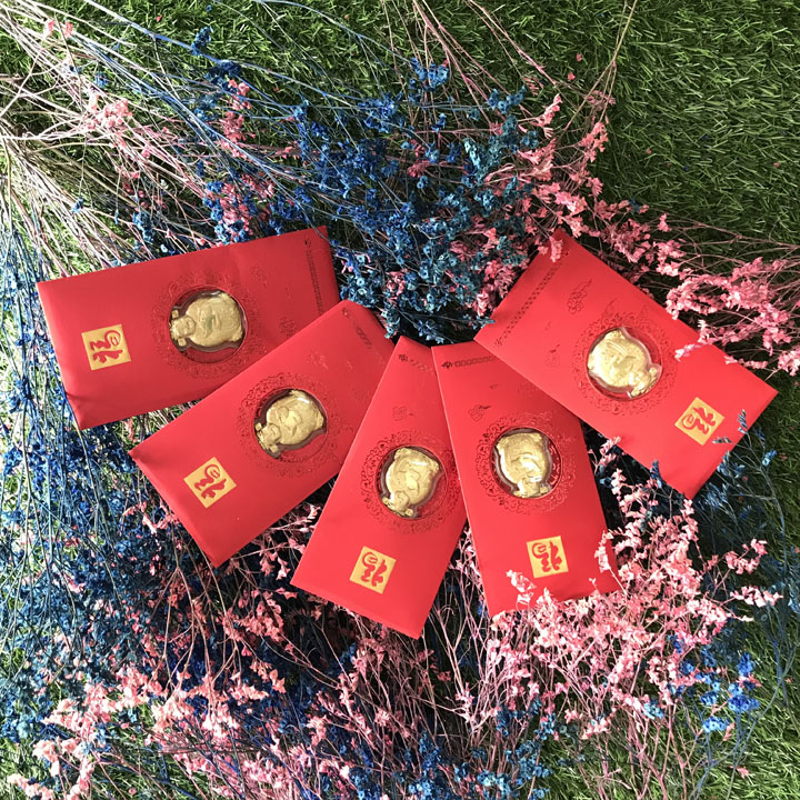 Bao lì xì may mắn - Combo 5 Bao Lì Xì Thần Tài màu vàng vip - TMT COLLECTION - MS354